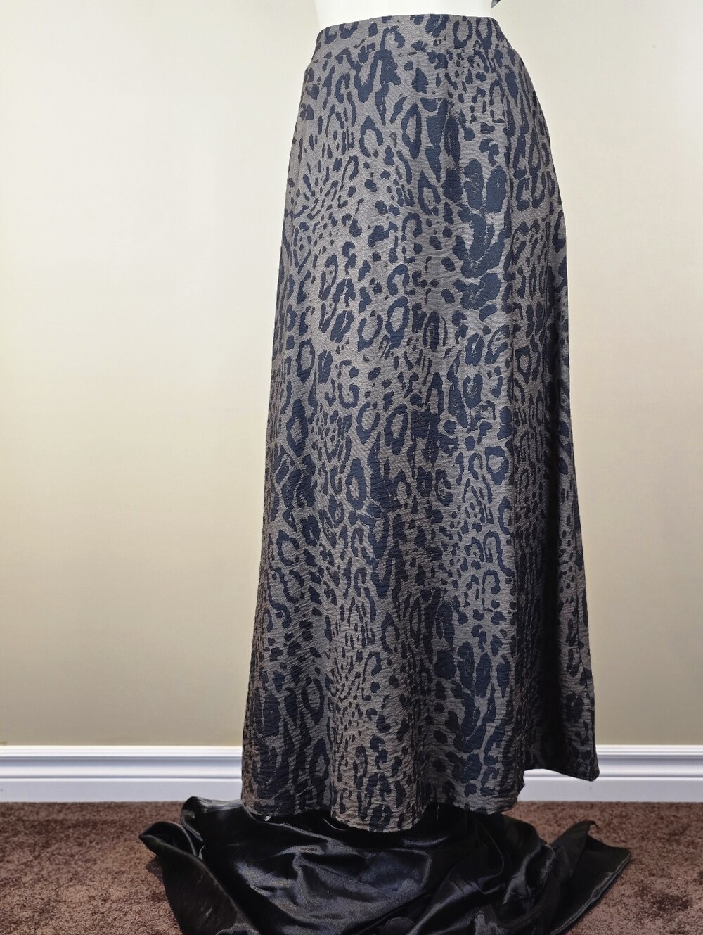 KAFFE Animal Print High Waisted Jacquard Maxi Skirt - Muted Scandi Chic Sz 6-8